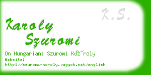 karoly szuromi business card